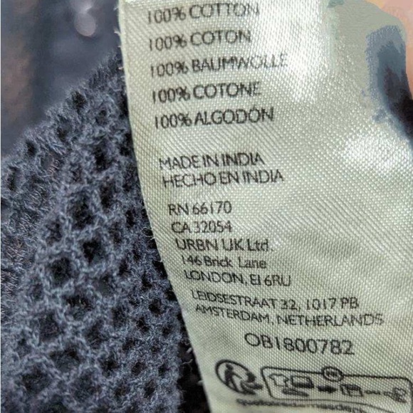 Free People Siggi Button Down Mesh‎ Fishnet Shirt Top S black NWOT - Picture 9 of 9